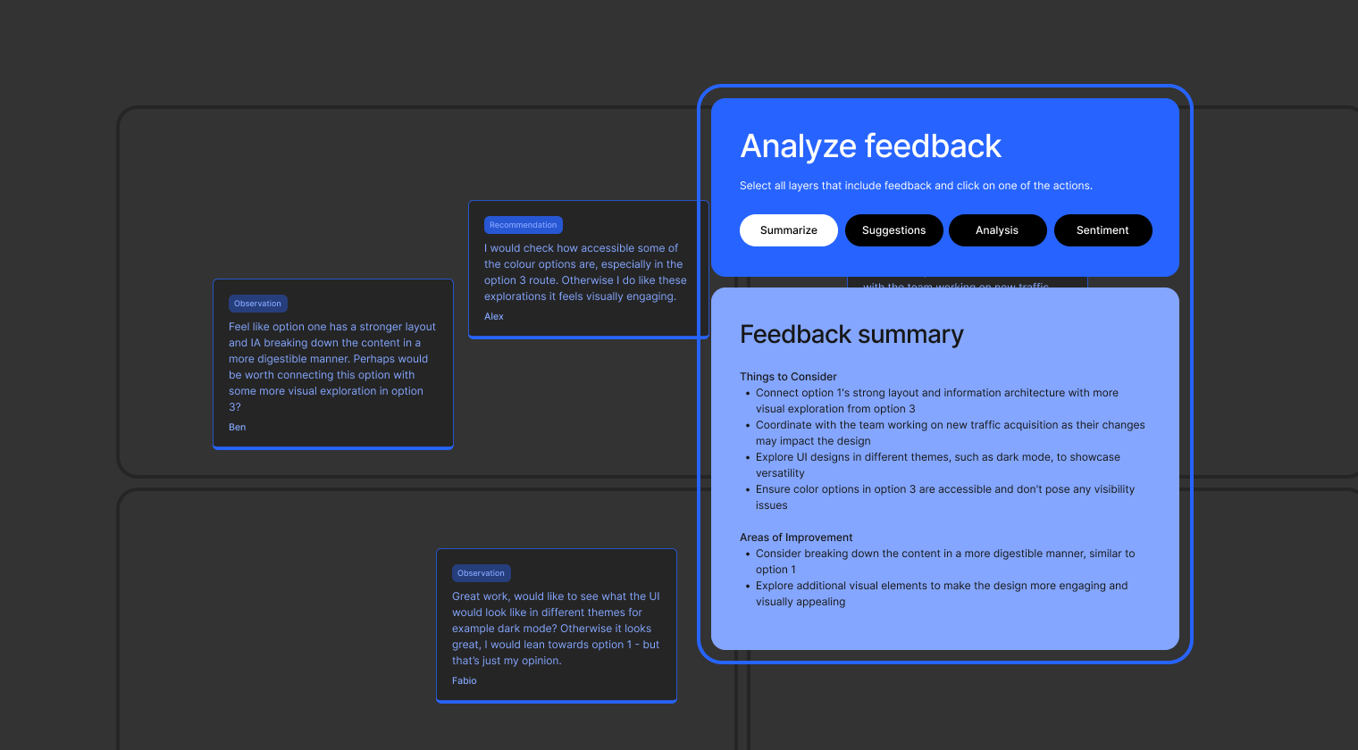 Illustrative example of a feedback template